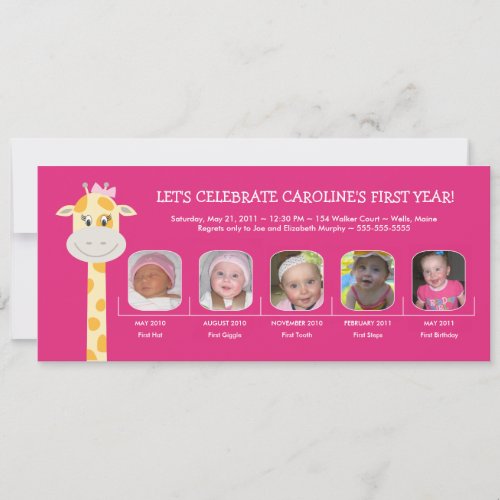 Baby Girls First Birthday Year Invitation