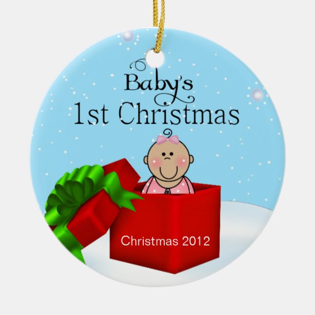 Baby Girl's First  Christmas Ornament (Front)