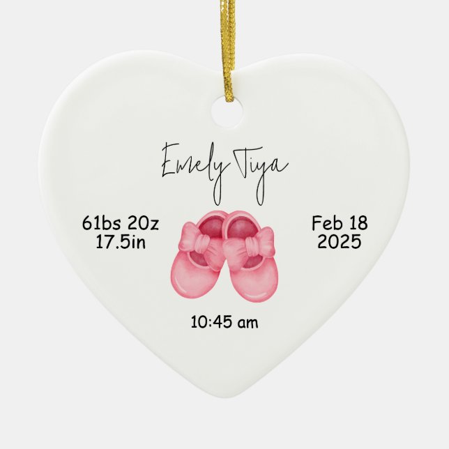 Baby Girl's First Christmas Ornament, First  Ceramic Ornament (Front)