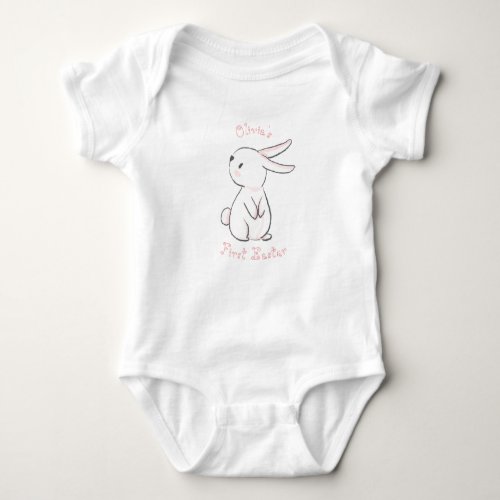 Baby girls first Easter with cute bunny Baby Bodysuit