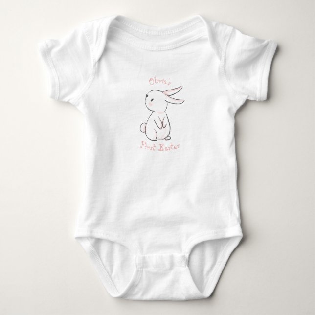 Baby girl's first Easter with cute bunny Baby Bodysuit (Front)