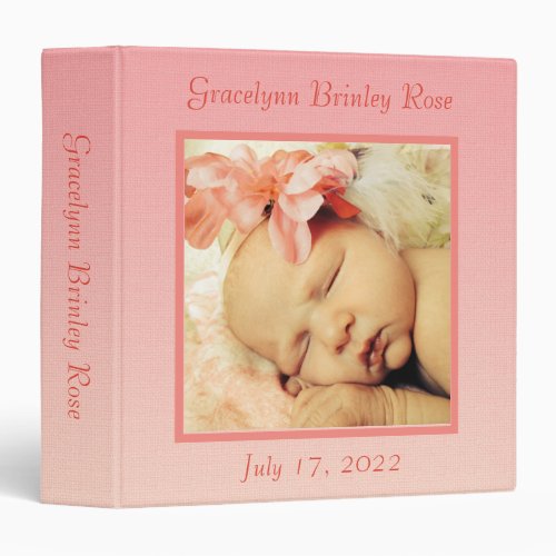 Baby Girls First Photo Album Personalized 3 Ring Binder