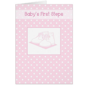 Baby Girl's First Steps, Pink Shoes, Polka Dots Cards