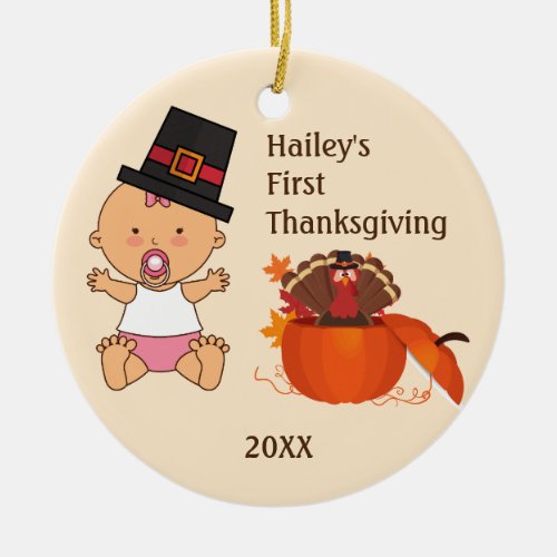 Baby Girls First Thanksgiving Ornament