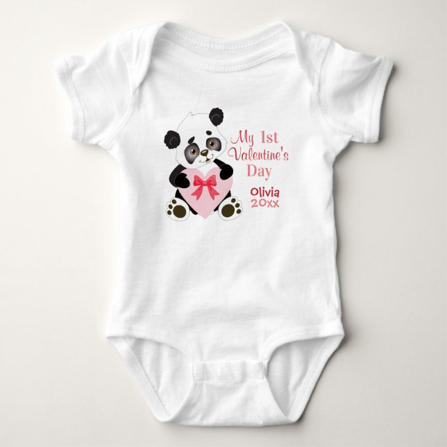 Baby Girl's First Valentine's Day Baby Bodysuit (Front)