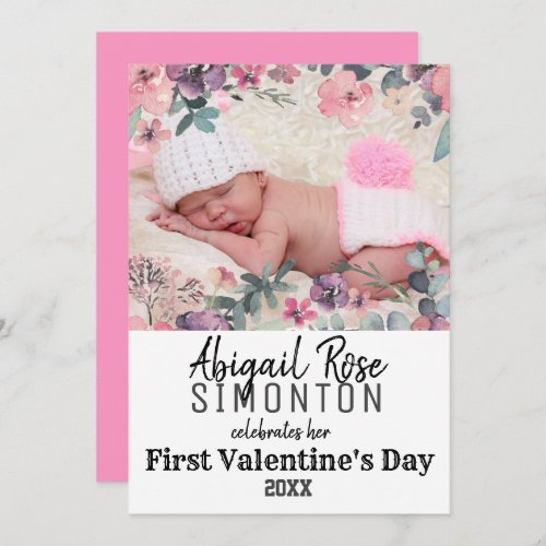 Baby Girls First Valentines Day Photo Card
