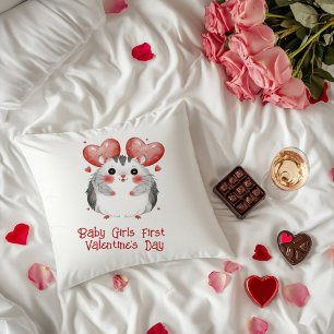 Baby Girls First Valentine's Day Throw Pillow