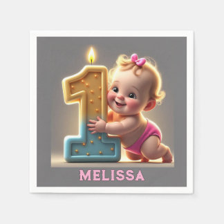" BABY GIRL'S FIRT BIRTHDAY " NAPKINS