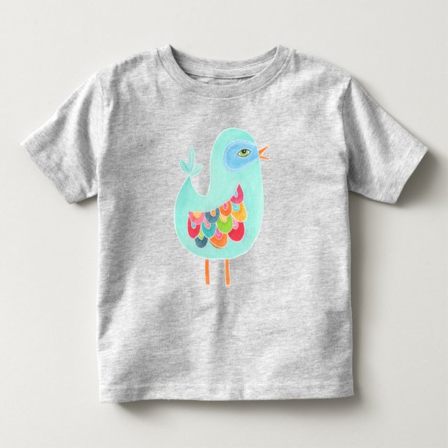 Baby Girls Illustrated Rainbow Bird Illustration Toddler T-shirt (Front)