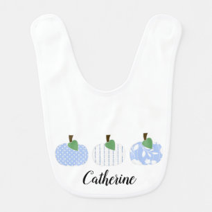 Baby Girls Light Blue Pumpkin Trio  Baby Bib