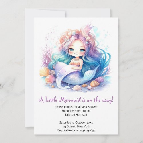 Baby Girls Mermaid Baby Shower Beauty Invitation