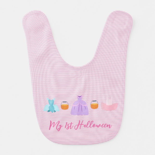 Baby Girls My First Halloween Pink Baby Bib (Front)