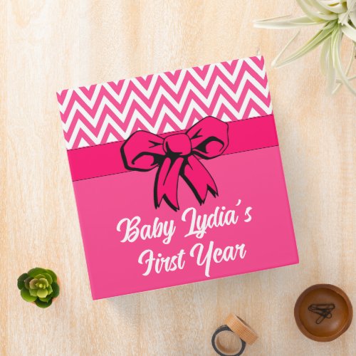 Baby Girls Personalized First Year Photo Album 3 Ring Binder