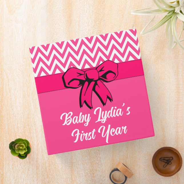 Baby Girl's Personalized First Year Photo Album 3 Ring Binder (In Situ)