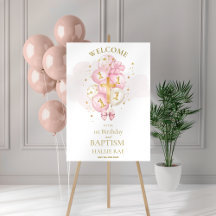 Baby Girls Pink 1st Birthday Baptism Welcome 