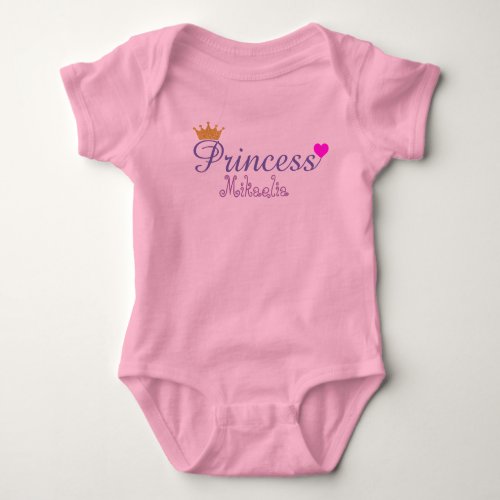 Baby Girls Pink  Gold Crown Princess Custom Baby Bodysuit