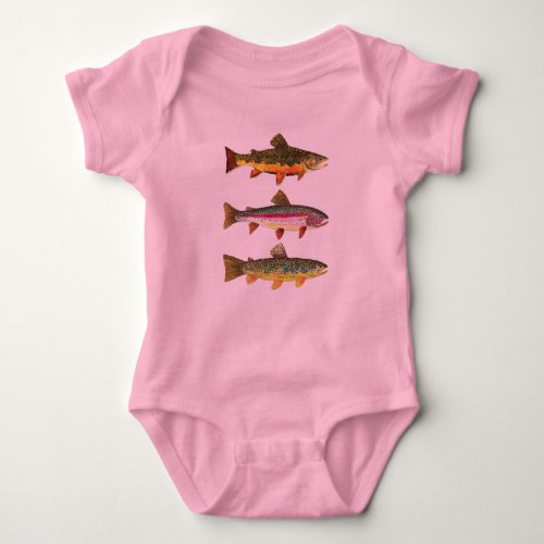 Baby Girls Pink Trout Fishing Baby Bodysuit