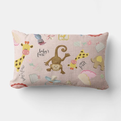Baby Girls Room Animals Lumbar Pillow