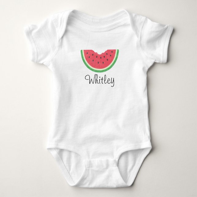 Baby Girls Watercolor Watermelon Baby Bodysuit (Front)