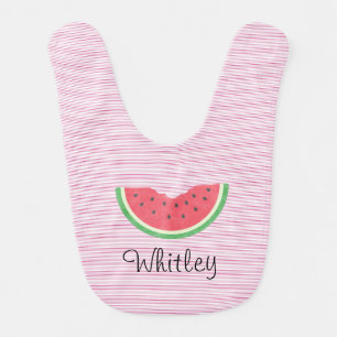 Baby Girls Watercolor Watermelon T-Shirt Bib