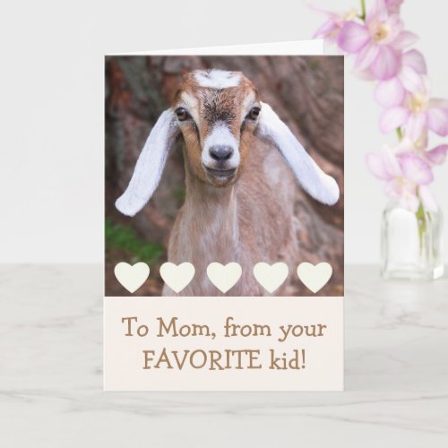 Baby Goat And Hearts Mothers Day Card