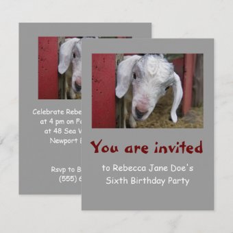 Baby Goat Birthday Party Invitation | Zazzle