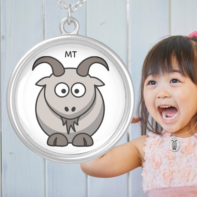 Baby Goat Cartoon Silver Plated Necklace (Baby Goat Cartoon Silver Plated Necklace)