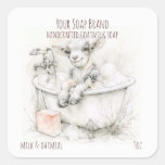 Baby Goat in a Bath Handmade Goatmilk Soap Square Sticker