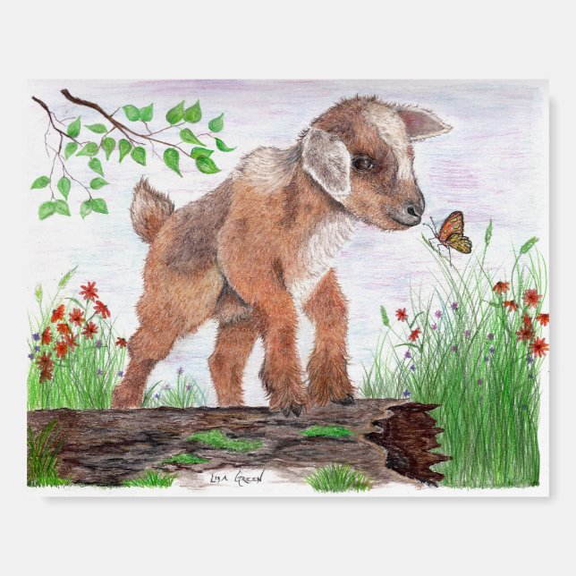 Baby Goat on a Log - Foam Board (Front)