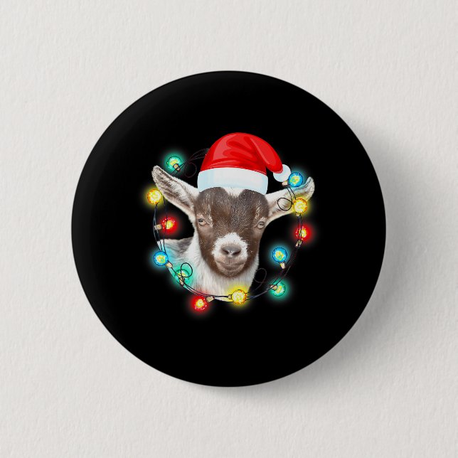 Baby Goat Pajama Santa Farm Animal Farmer Goat Button (Front)
