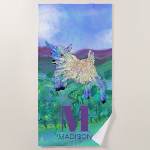 Baby Goat Personalized  Beach Towel