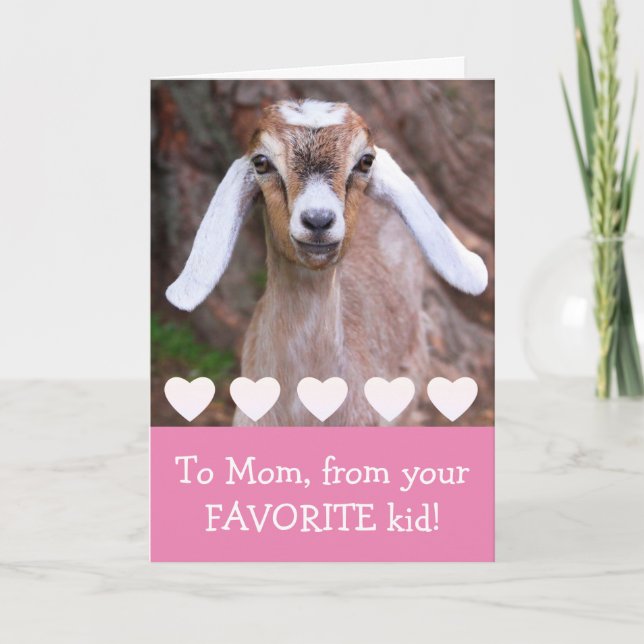 Baby Goat "To Mom" Valentine's Day  Holiday Card (Front)