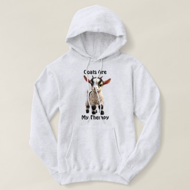 Baby Goat with Fluffy Fur and Bright Expression Hoodie (Design Front)