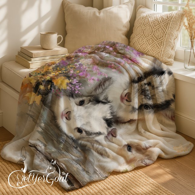Baby Goats in Autumn Foliage 13 Fleece Blanket (Creator Uploaded)