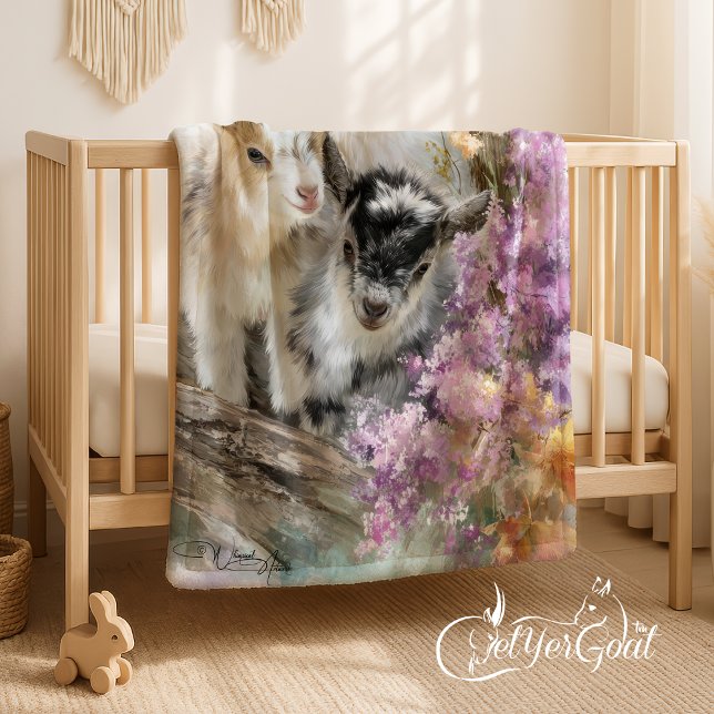 Baby Goats in Autumn Foliage 6 Fleece Blanket (Creator Uploaded)