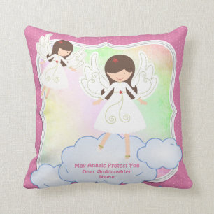 Baby Goddaughter Gift Baptism Communion Angel Pink Throw Pillow