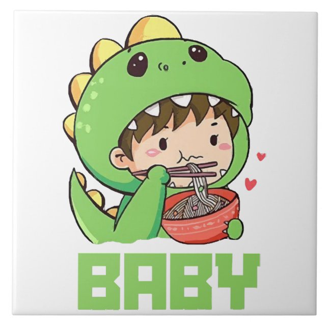 baby godzilla ceramic tile (Front)