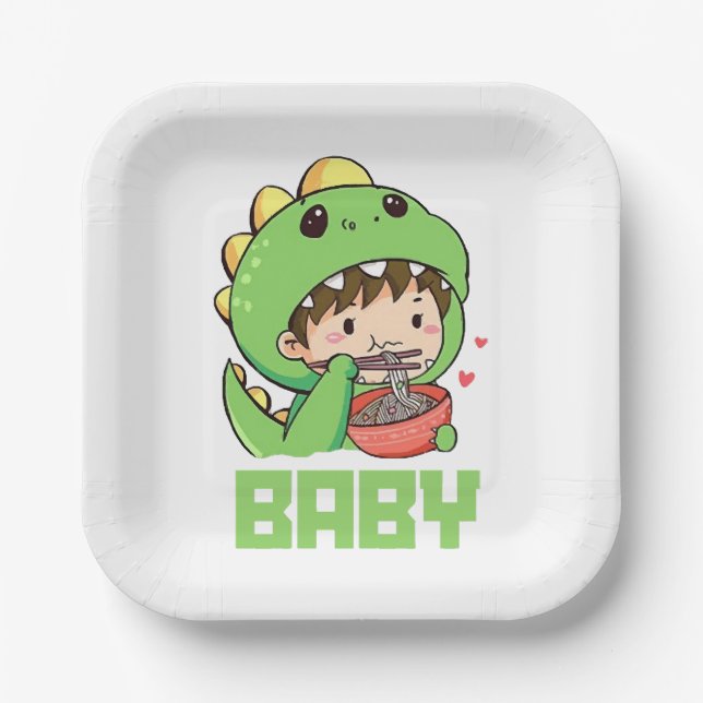 baby godzilla paper plates (Front)
