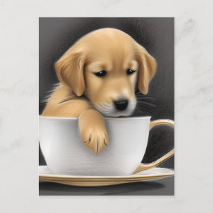 Baby Golden Retriever in a Tea Cup Graphic Postcard