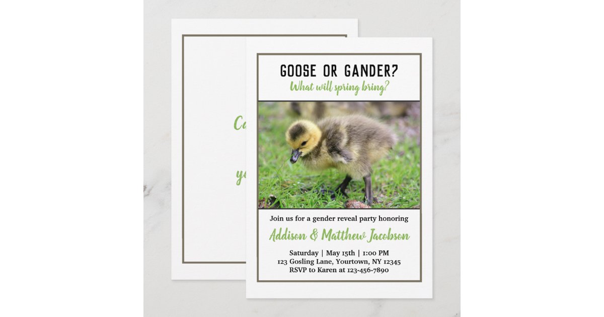 Baby Goose Gender Reveal Invitation Zazzle