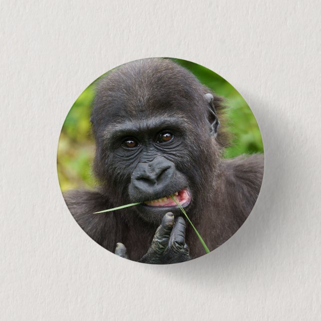 Baby Gorilla Cuteness Button (Front)