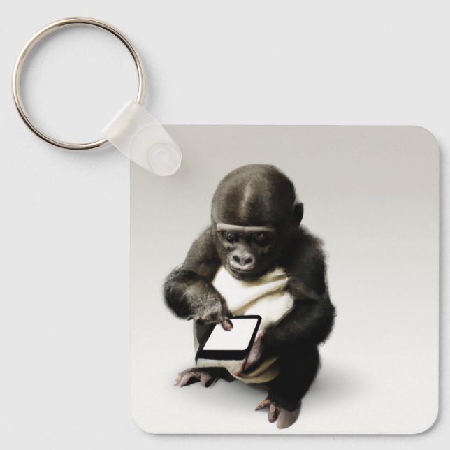 Baby gorilla Keyholder / Chibi Gorilla Key Holder  Keychain (Front)