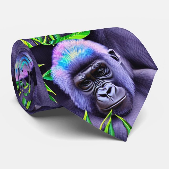 Baby Gorilla Pattern Neck Tie (Rolled)