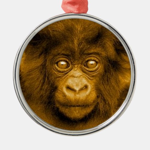 Baby Gorilla Sepia Color Christmas Ornament