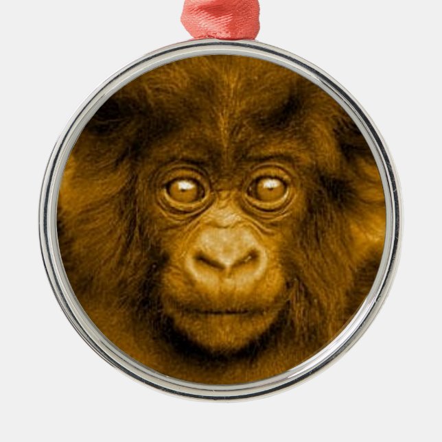 Baby Gorilla Sepia Color Christmas Ornament (Front)