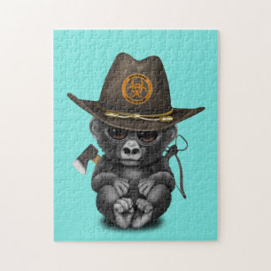Baby Gorilla Zombie Hunter Jigsaw Puzzle