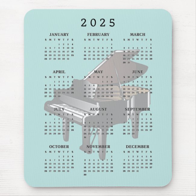 Baby Grand Piano Design 2025 Calendar Mousepad