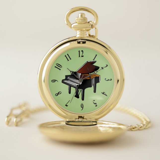 Baby Grand Piano Design Pocket Watch (Inside)