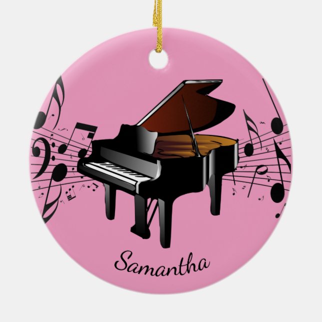 Baby Grand Piano Musical Design Ornament (Back)