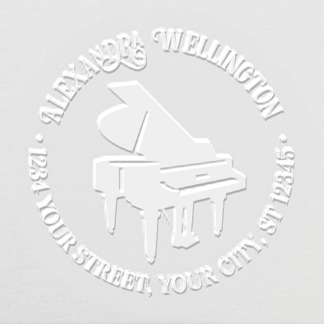 Baby Grand Piano Musical Instrument Name Address Embosser (Design)